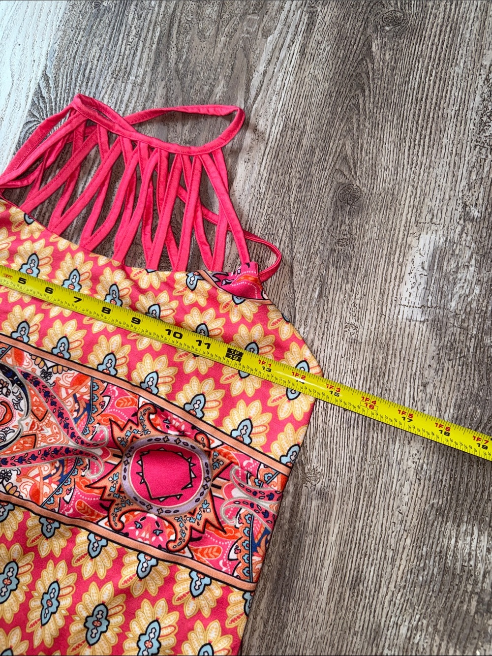 chic me Pink and Orange One-Shoulder Patterned Summer Dress - Picture 5 of 7